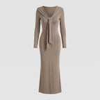 Women’s long sleeve dress with stylish hooded design and figure-hugging cut-Fashion Glam