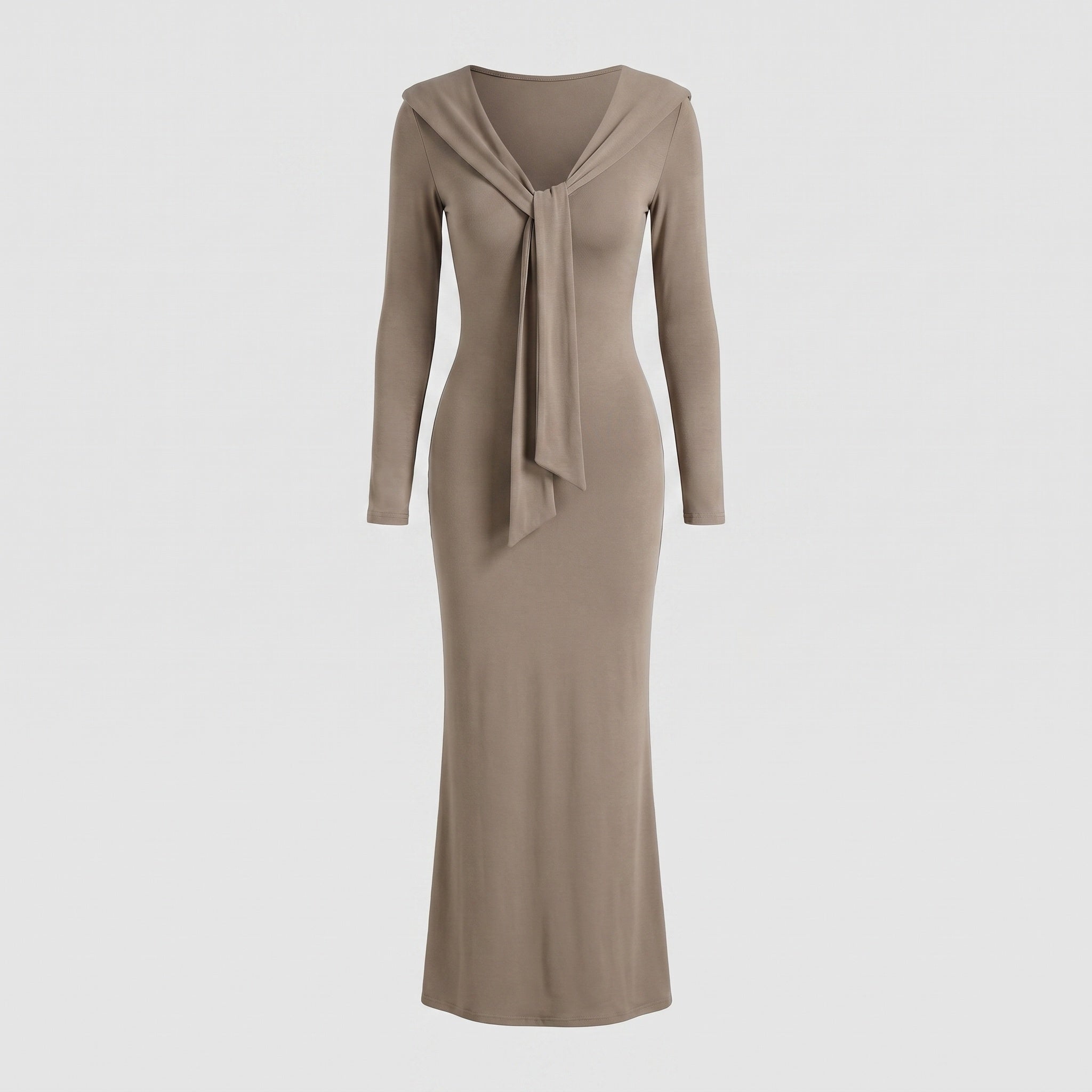 Women’s long sleeve dress with stylish hooded design and figure-hugging cut-Fashion Glam