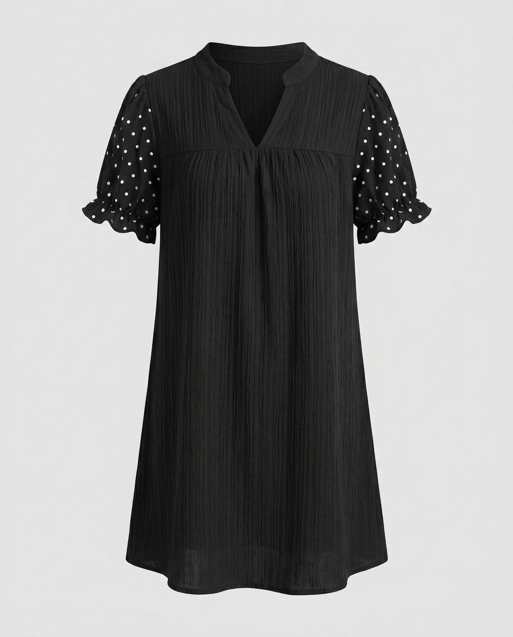 Women's Loose Tunic Dress with Dotted Sleeves-Fashion Glam