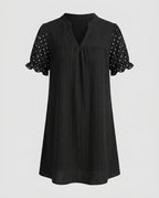 Women's Loose Tunic Dress with Dotted Sleeves-Fashion Glam