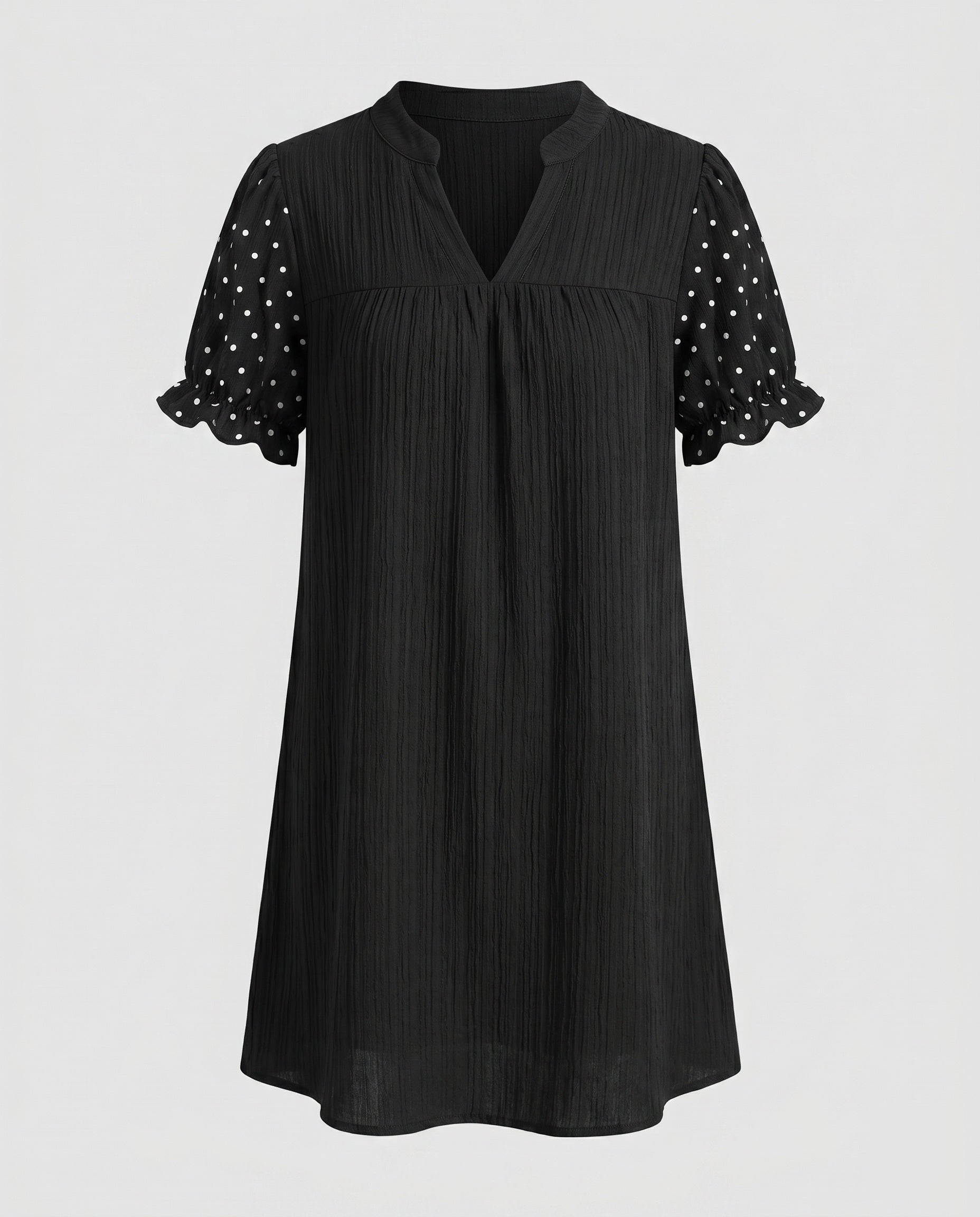 Women's Loose Tunic Dress with Dotted Sleeves-Fashion Glam