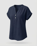 Women's Loose V-Neck Blended Fabric Blouse Shirt-Fashion Glam