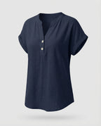 Women's Loose V-Neck Blended Fabric Blouse Shirt-Fashion Glam