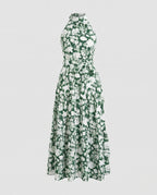 Women's maxi dress with elegant floral design and fitted belt-Fashion Glam