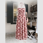 Women’s maxi dress with elegant floral pattern and tailored fit-Fashion Glam