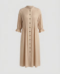 Women's maxi dress with elegant pleats and button placket-Fashion Glam