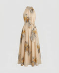 Women's maxi dress with floral accents and elegant halter neckline-Fashion Glam