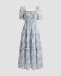 Women's Maxi Dress with voluminous ruffles and elastic bodice-Fashion Glam