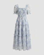 Women's Maxi Dress with voluminous ruffles and elastic bodice-Fashion Glam