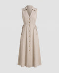 Women’s midi dress with a tailored fit and stylish button details-Fashion Glam