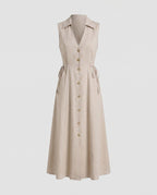 Women’s midi dress with a tailored fit and stylish button details-Fashion Glam
