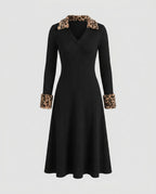 Women's midi dress with animal collar-Fashion Glam
