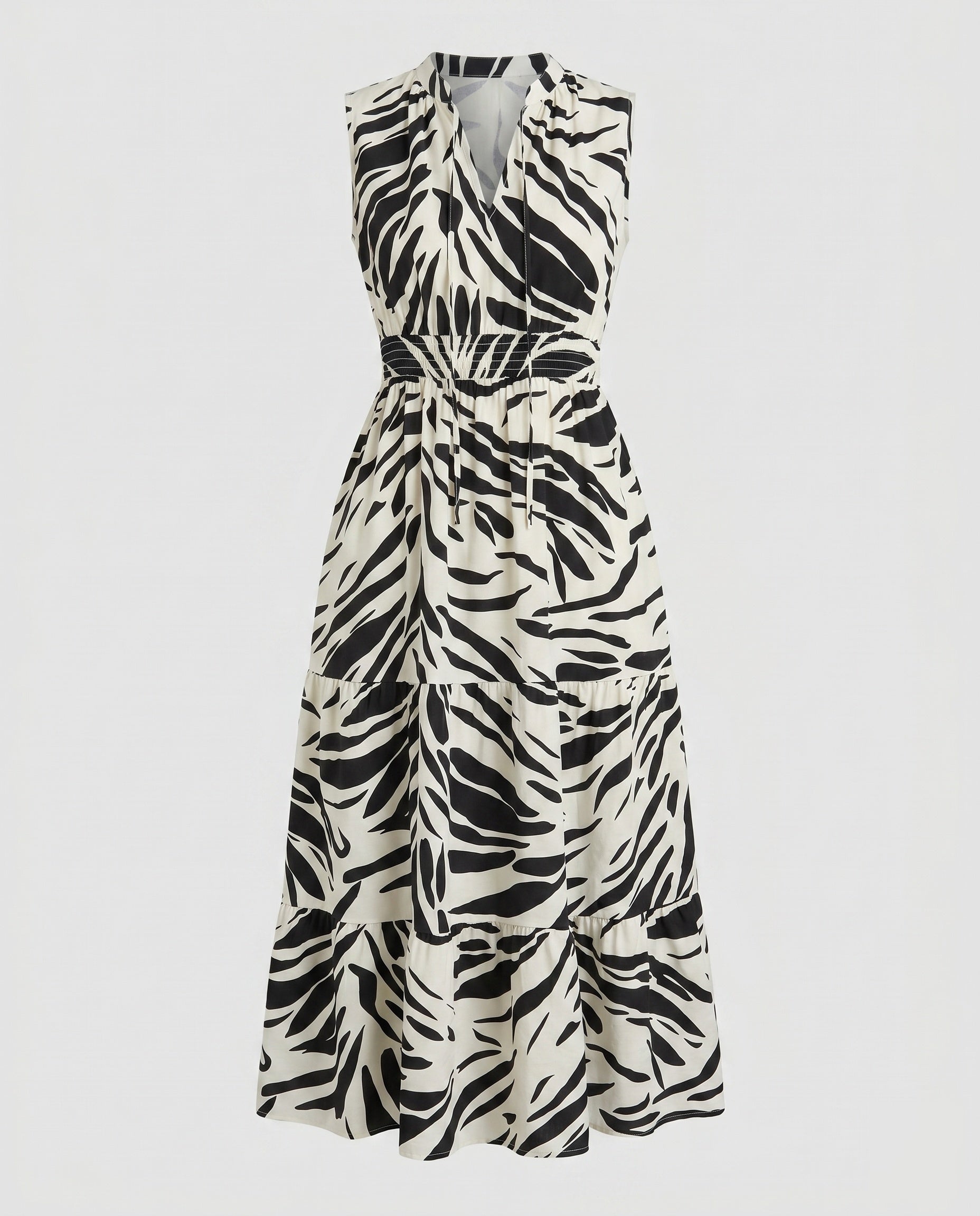 Women's midi dress with elegant ZAll Fashionra pattern and voluminous skirt-Fashion Glam