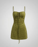 Women's mini dress with adjustable lacing detail and fitted cut-Fashion Glam