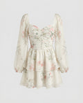 Women's Off-Shoulder Dress with Voluminous Ruffles and Floral Design-Fashion Glam