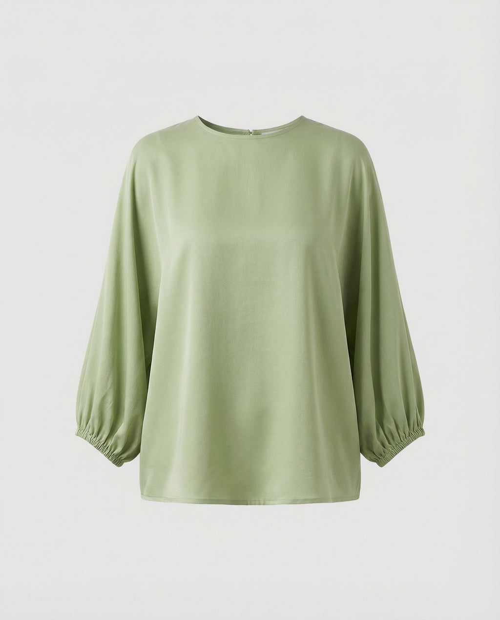 Women's oversized blouse shirt in satin look with balloon sleeves and round neckline Fashion Glam-Fashion Glam