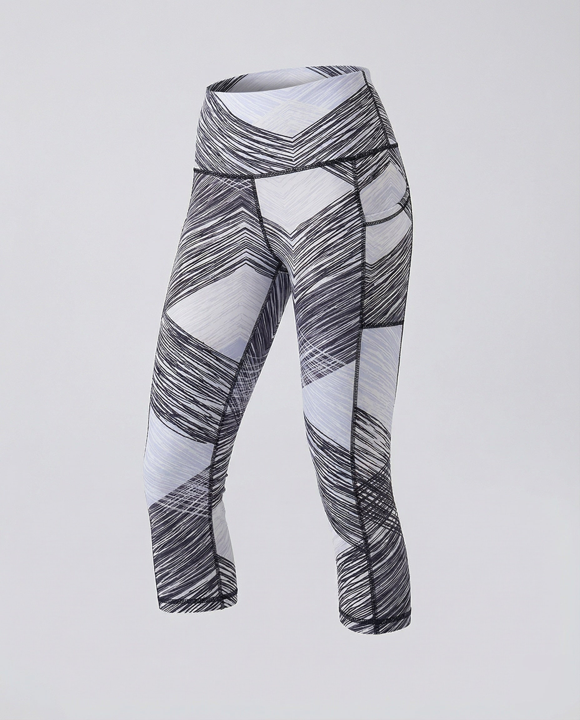 Women's Performance Capri Leggings with Scribble Print-Fashion Glam