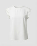 Women's pleated blouse top with structured sleeves-Fashion Glam