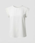 Women's pleated blouse top with structured sleeves-Fashion Glam