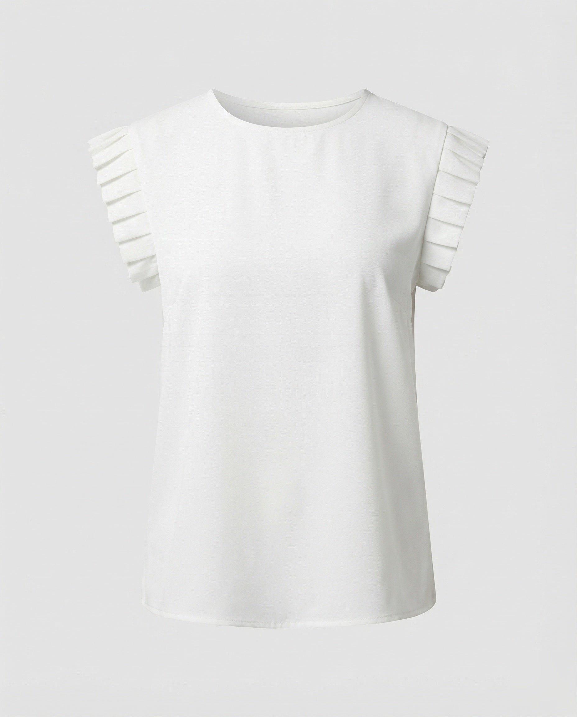 Women's pleated blouse top with structured sleeves-Fashion Glam