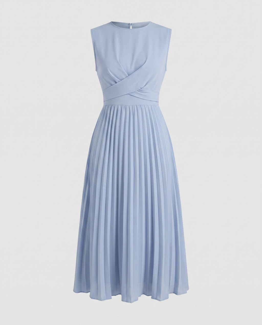Women's Pleated Maxi Dress with Wrap Top and Elegant Waist Tie-Fashion Glam