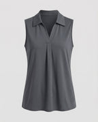 Women’s Polo Blouse Top with Pleat-Fashion Glam