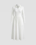Women's polo dress with zip and elegant skirt part-Fashion Glam
