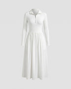 Women's polo dress with zip and elegant skirt part-Fashion Glam