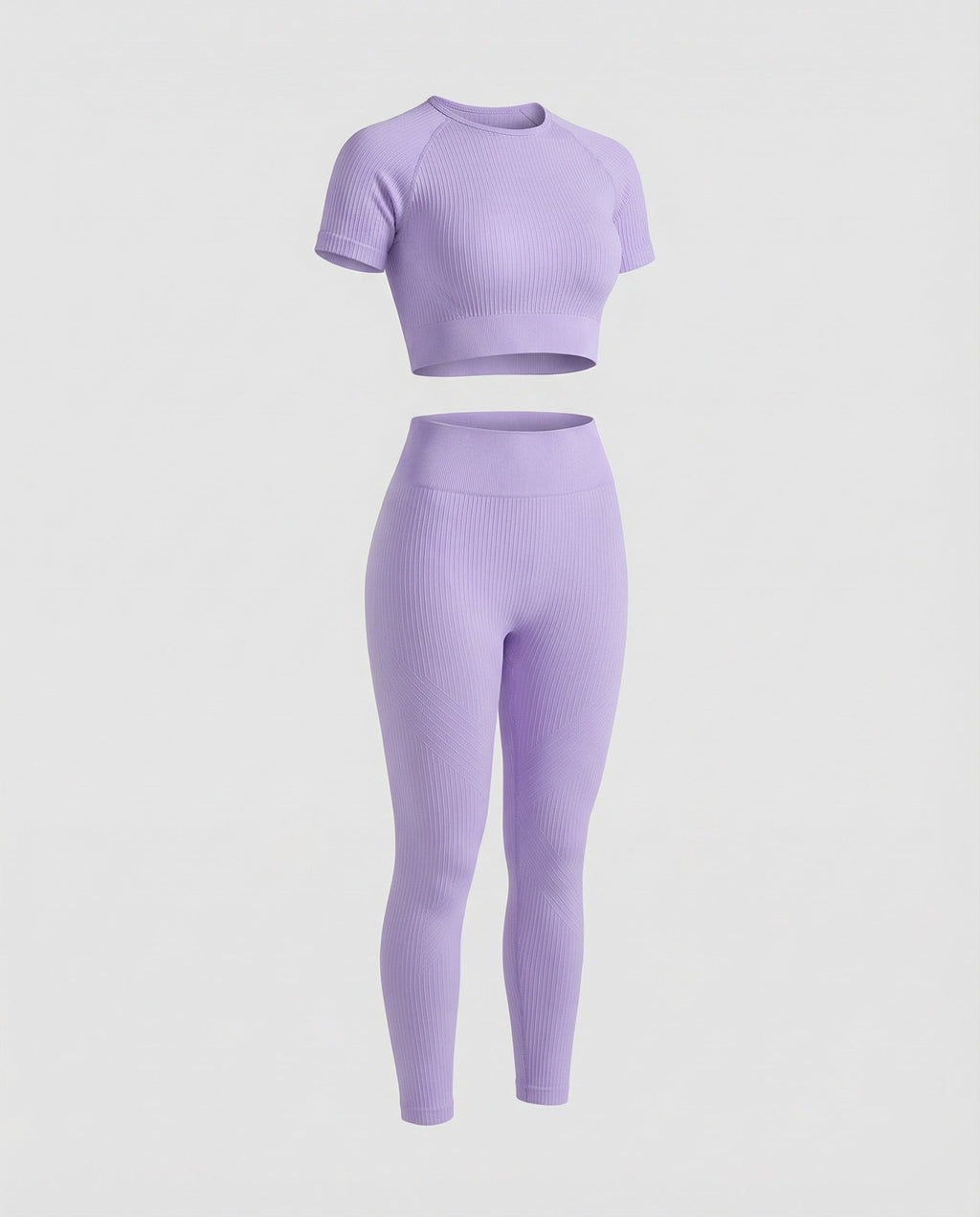 Women's Ribbed Crop Top and Leggings Stretch Set-Fashion Glam
