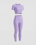 Women's Ribbed Crop Top and Leggings Stretch Set-Fashion Glam