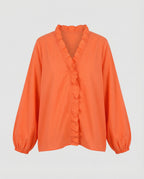 Women's Ruffle Trim Tunic Blouse Shirt-Fashion Glam