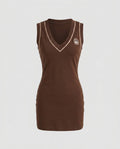 Women's school uniform dress with stylish details and contrasting blouse collar-Fashion Glam
