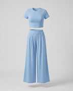 Women’s set of cropped t-shirt and wide palazzo pants Fashion Glam-Fashion Glam