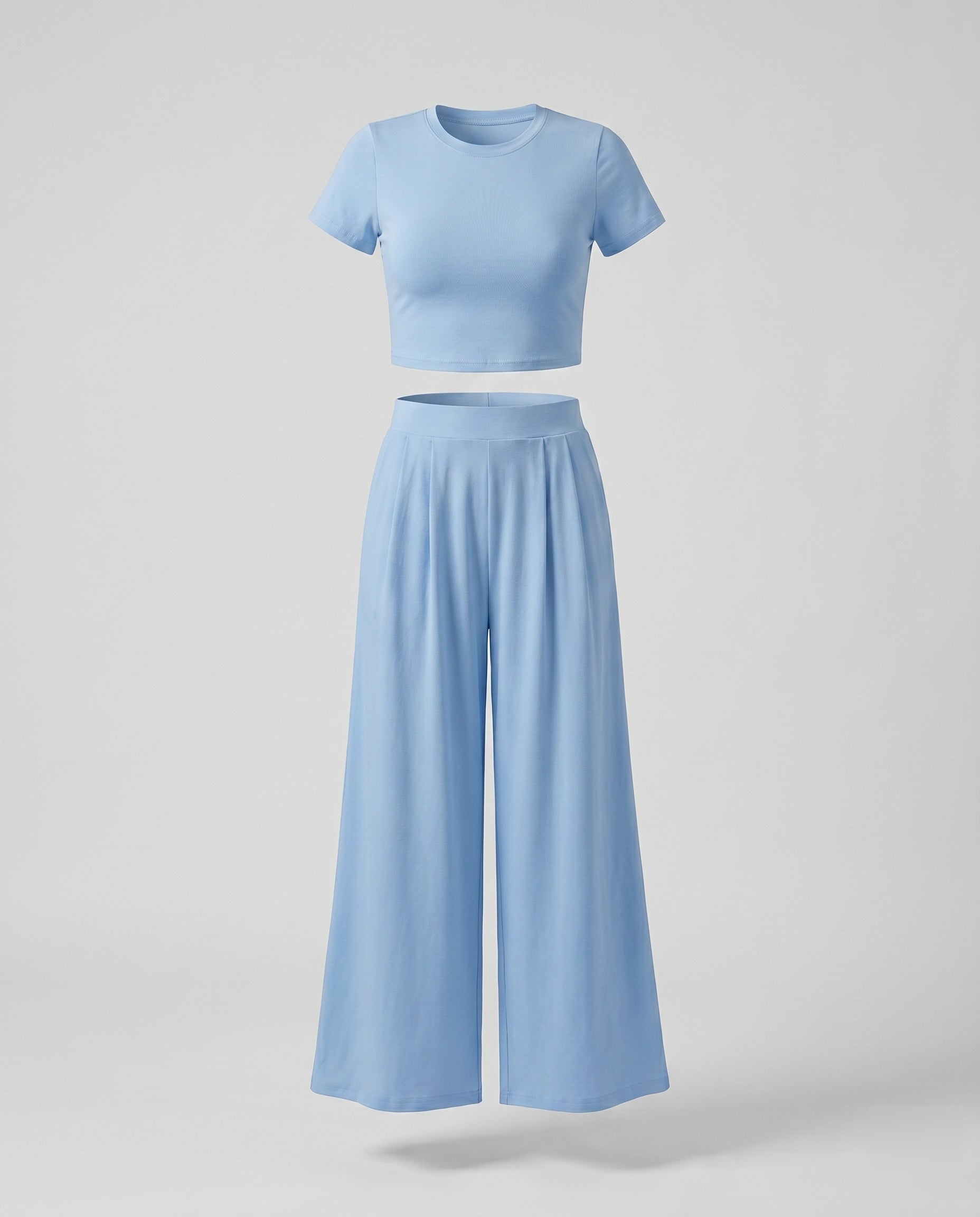 Women’s set of cropped t-shirt and wide palazzo pants Fashion Glam-Fashion Glam
