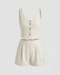 Women’s set with sleeveless blouse top and shorts Fashion Glam-Fashion Glam