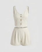 Women’s set with sleeveless blouse top and shorts Fashion Glam-Fashion Glam