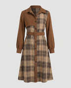 Women's shirt dress with belt and modern check pattern-Fashion Glam