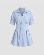 Women's shirt dress with tailored cut and striped design Fashion Glam-Fashion Glam