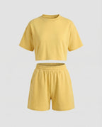 Women's Short-Cut Jersey Set Comfort Waistband-Fashion Glam