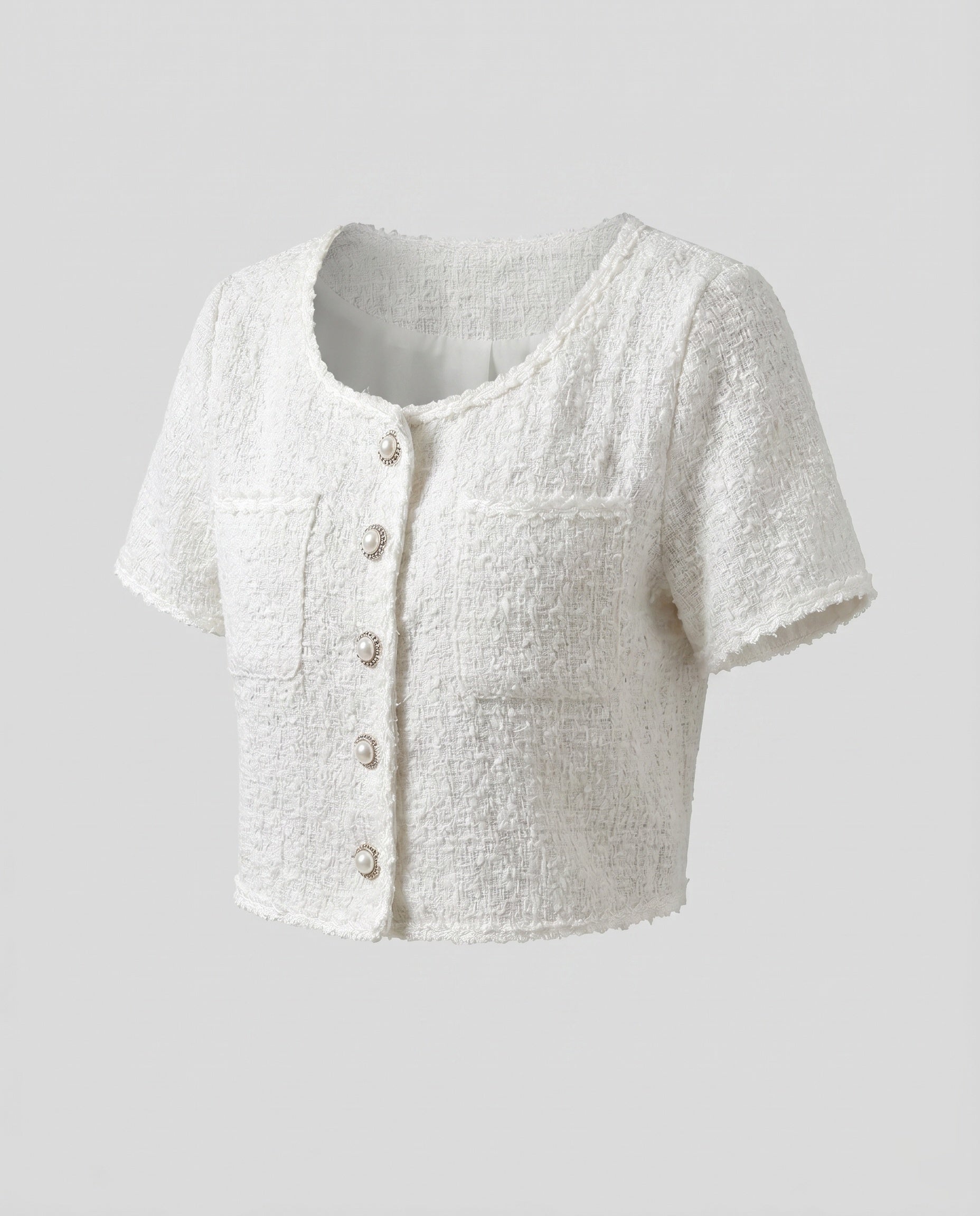 Women's Short Sleeve Blouse Shirt with Button Design and Textured Fabric-Fashion Glam