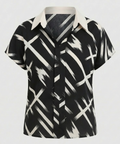 Women's Silk Imitation Blouse Shirt with Print-Fashion Glam