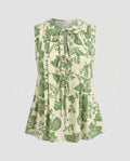 Women's sleeveless blouse shirt with playful ruffles and decorative neckline-Fashion Glam