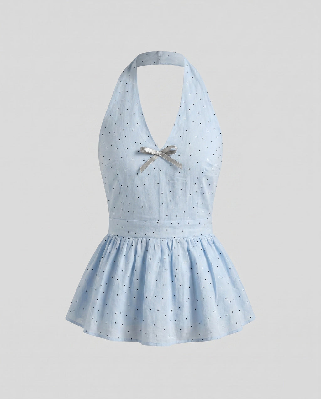Women's sleeveless blouse shirt with ruffle details and stylish bow accent-Fashion Glam
