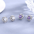 Women's stud earrings with delicate flower design and sparkling crystals Fashion Glam-Fashion Glam
