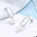 Women's stud earrings with modern oval design and elegant pearls Fashion Glam-Fashion Glam
