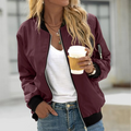 Fashion Glam Women's Bomber Jacket in PU Leather Look with Zipper