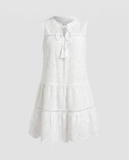Women's summer blouse dress with fine embroidery and voluminous cut-Fashion Glam