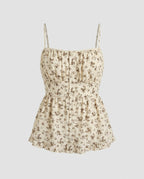 Women’s summer blouse top with floral patterns and ruffles-Fashion Glam