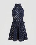 Women's summer dress with ruffle details and waist belt-Fashion Glam