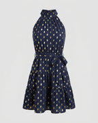 Women's summer dress with ruffle details and waist belt-Fashion Glam